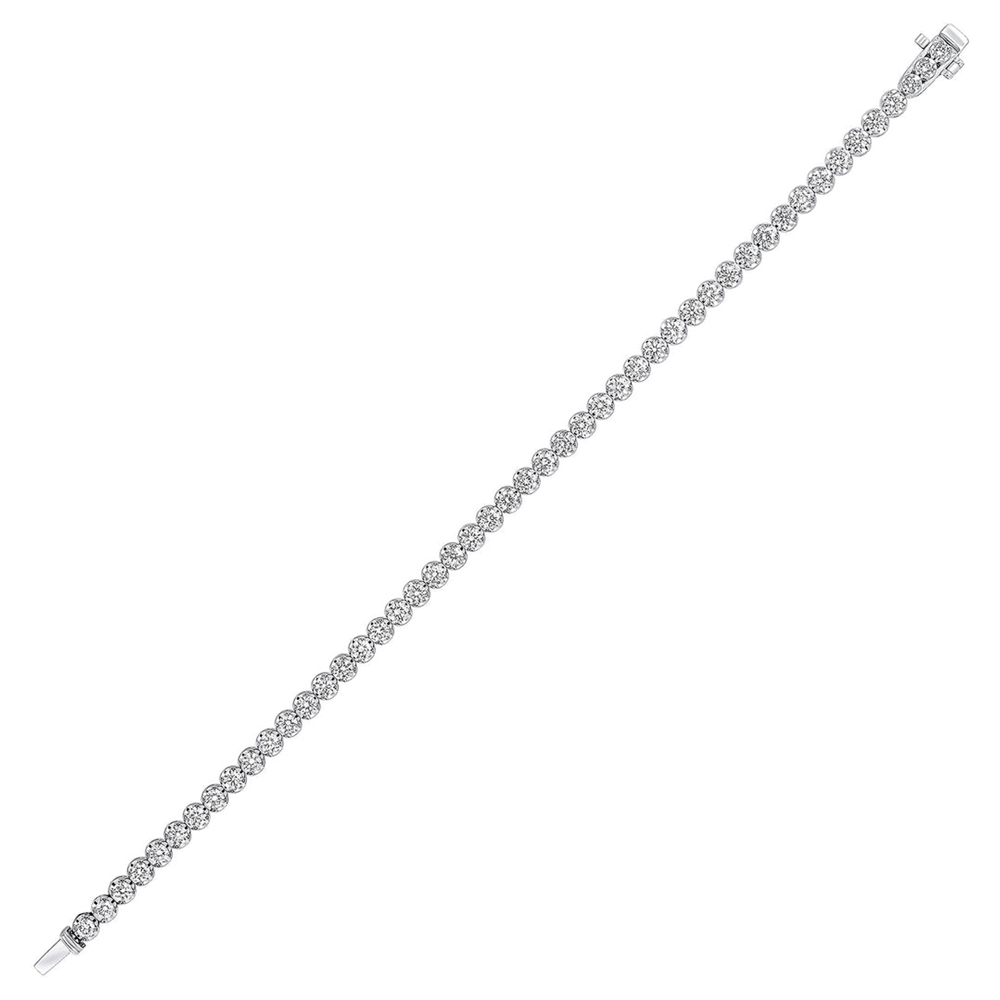 18ct White Gold Bracelet 5ct Diamond Tennis Style laid out flat on a white background.