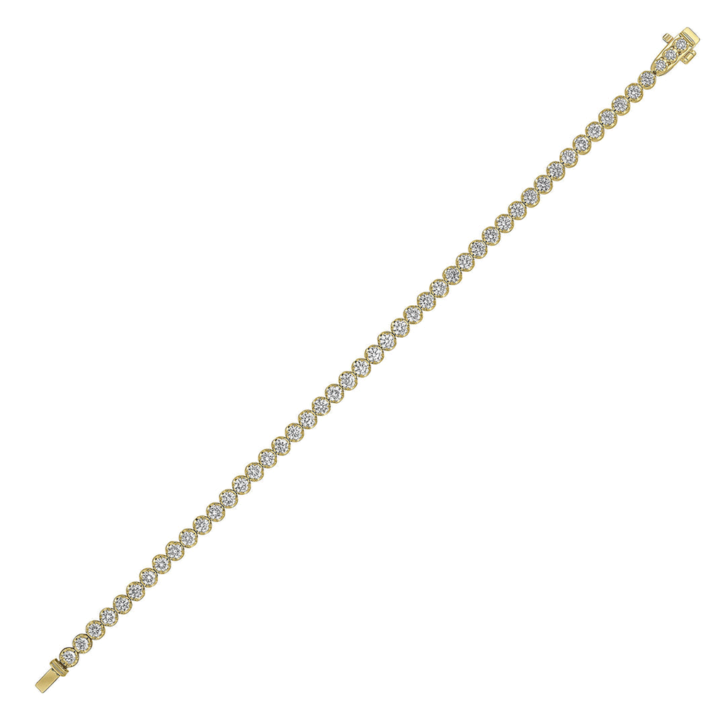 18ct Yellow Gold Bracelet Diamond Tennis Style shown flat on a white background.
