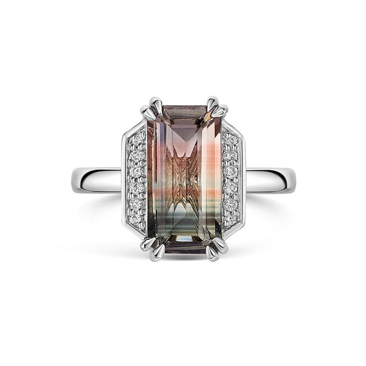 Bi-colour Tourmaline & Diamond Ring - One of a kind rings