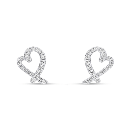 White Gold Heart Earrings with diamonds.