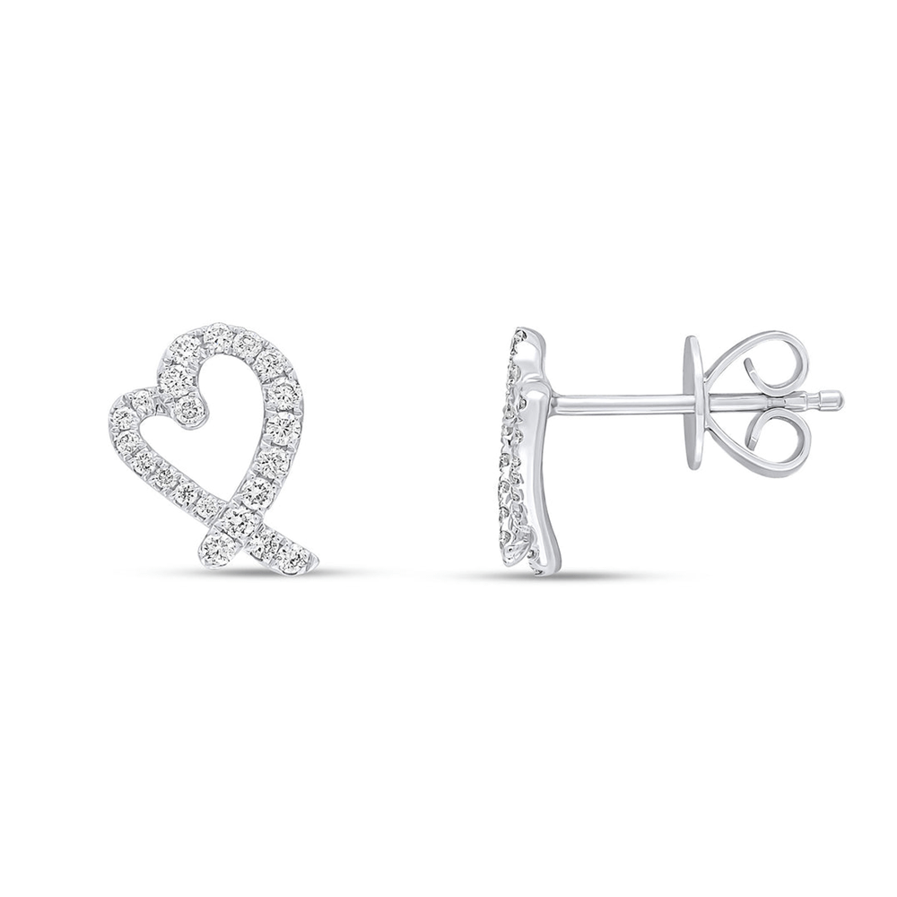 18ct White Gold Diamond Heart shaped earrings.