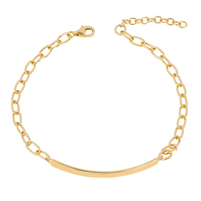 Ladies Gold Engravable ID Bar Bracelet 