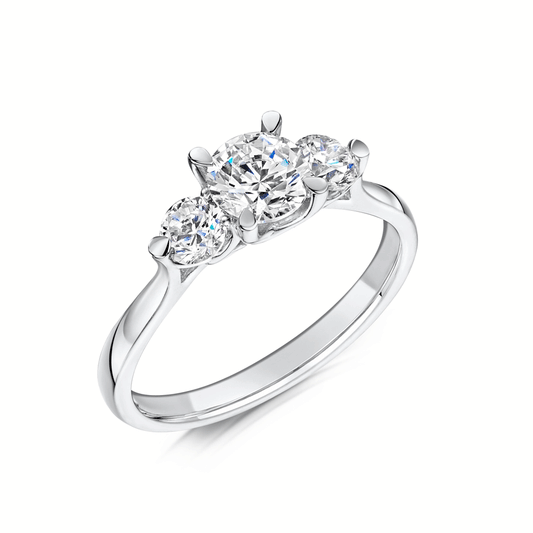 Diamond Three Stone Engagement Ring in Platinum