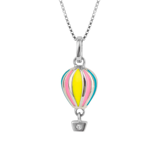 Children's Hot Air Balloon Diamond Necklace on a White Background