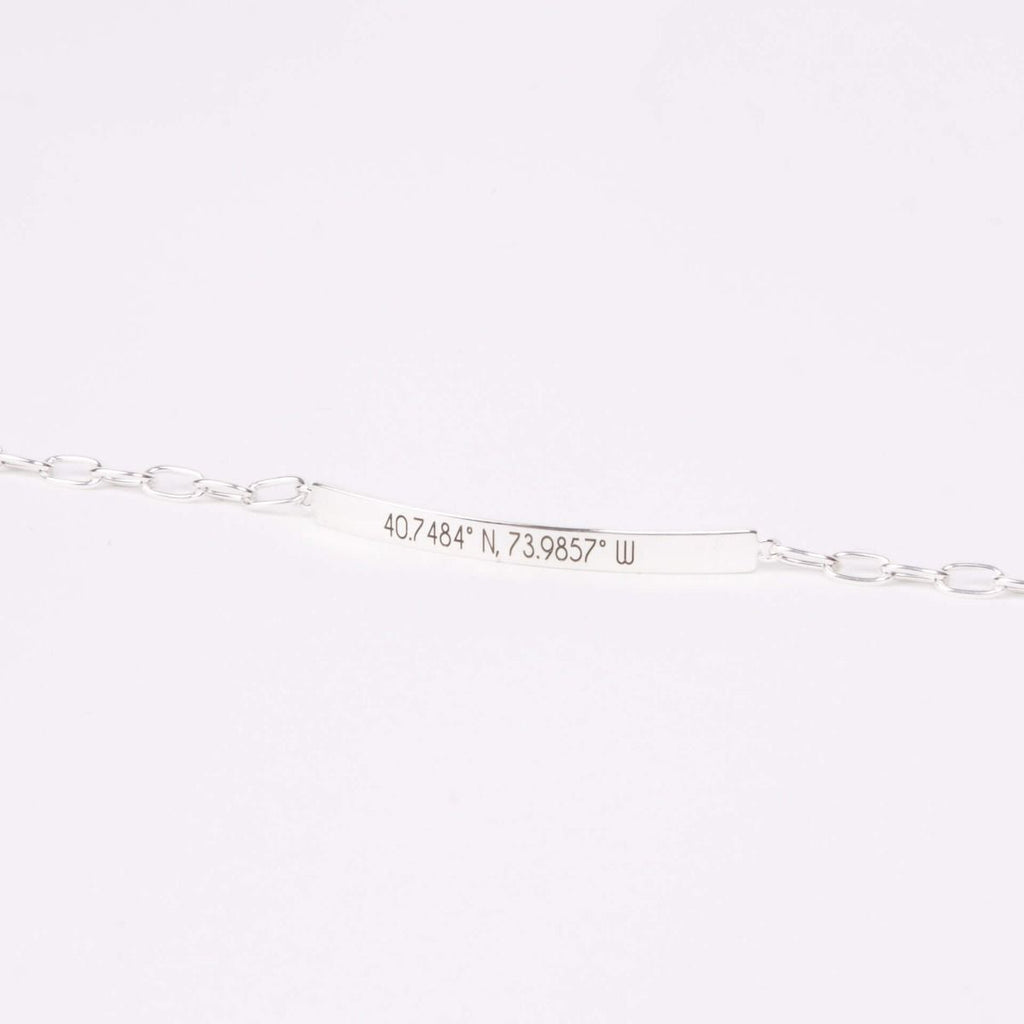 Silver Engravable ID Bar Bracelet for Ladies with engraved message