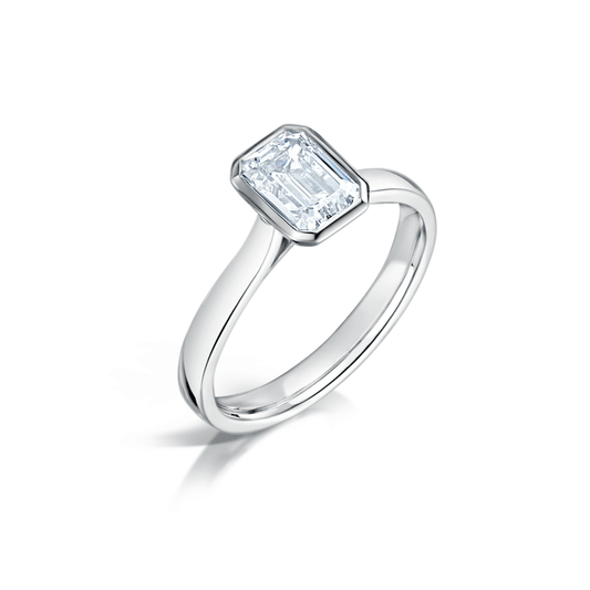 Emerald Cut Diamond Minimal Engagement Ring