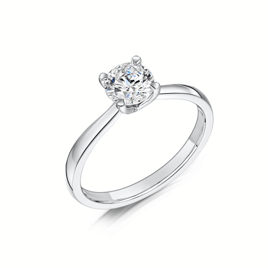 Round Diamond Solitaire Engagement Ring on a white background.